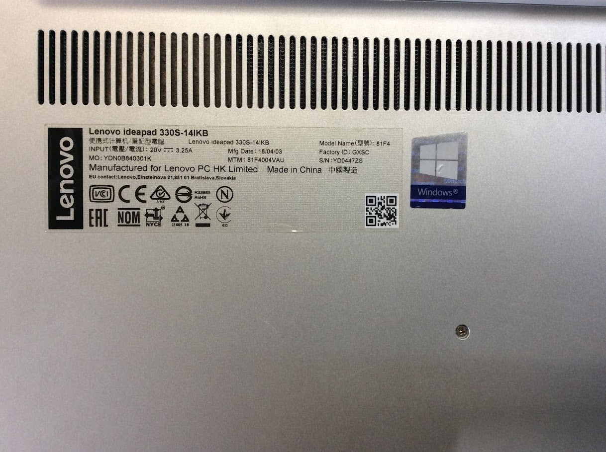 Lenovo IdeaPad 330S-14IKB Laptop 14" i5-8250U 8GBRAM 256GBSSD Win11 Silver A-