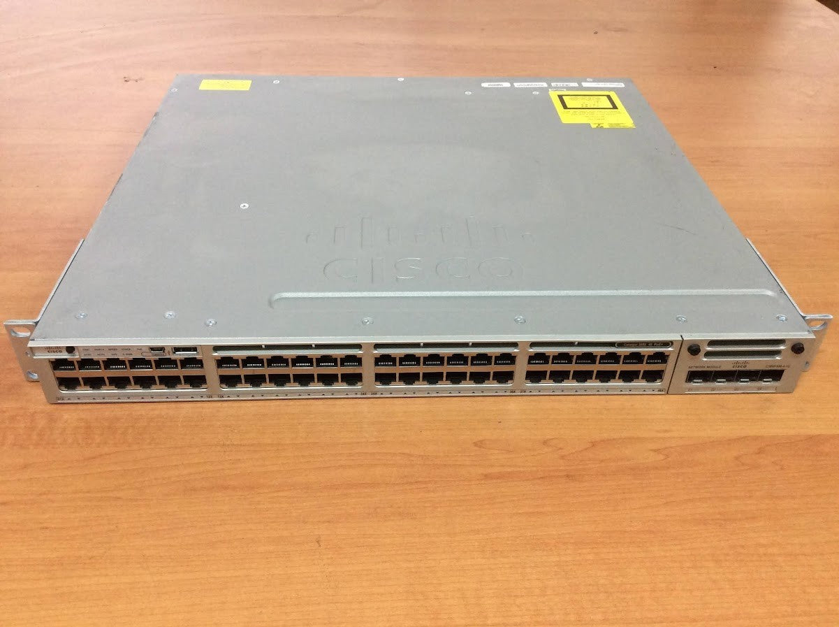 Cisco 48 Port Network Switch WS-C3850-48P-L + C3850-NM-4-10G 2*PSU + PoE Switch