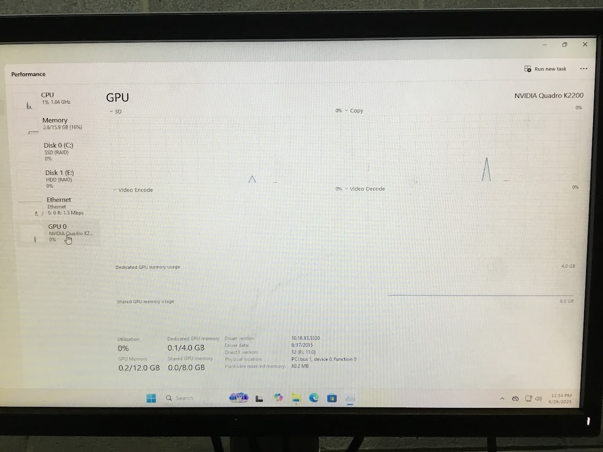 HP Z240 Workstation i7-6700+NVIDIA K2200 GPU 16GB/500GBSSD+2TB DVI DP Win11 Pro