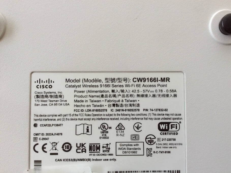 Cisco CW9166I-MR V01 Unclaimed Wireless Access Point White Au Stock A+