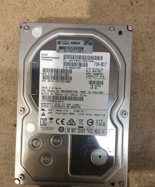 HPE 4TB Desktop 3.5" HDD SATA MB4000GFEMK Hard Disk Drive Silver Au Stock