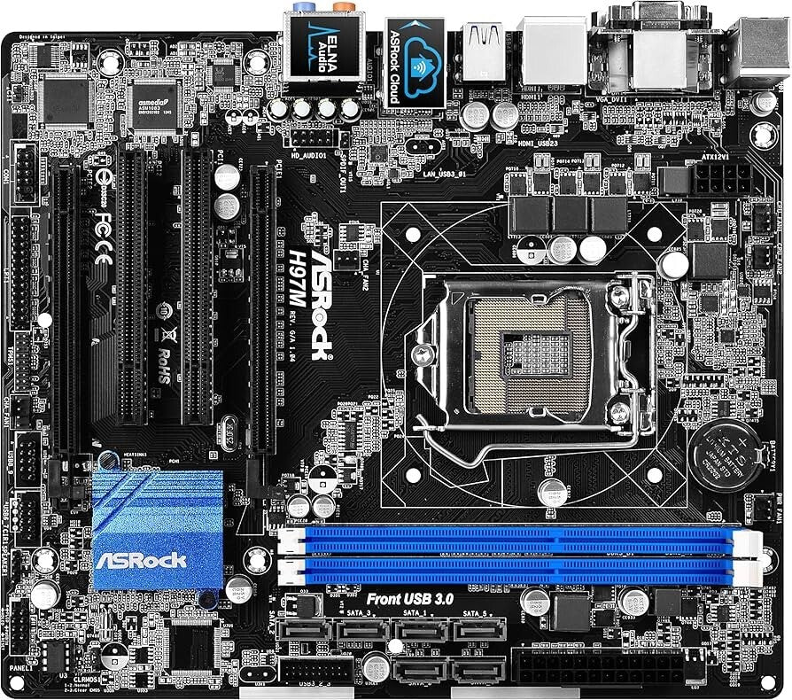 ASRock H97M Motherboard Micro ATX DDR3 LGA 1150 VGA DVI HDMI USB3.0 Intel H97