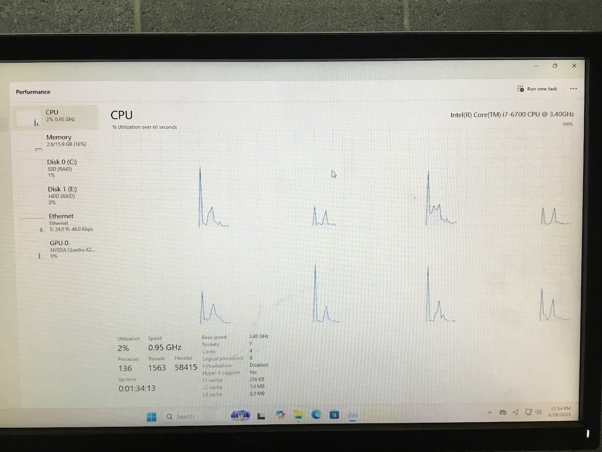 HP Z240 Workstation i7-6700+NVIDIA K2200 GPU 16GB/500GBSSD+2TB DVI DP Win11 Pro