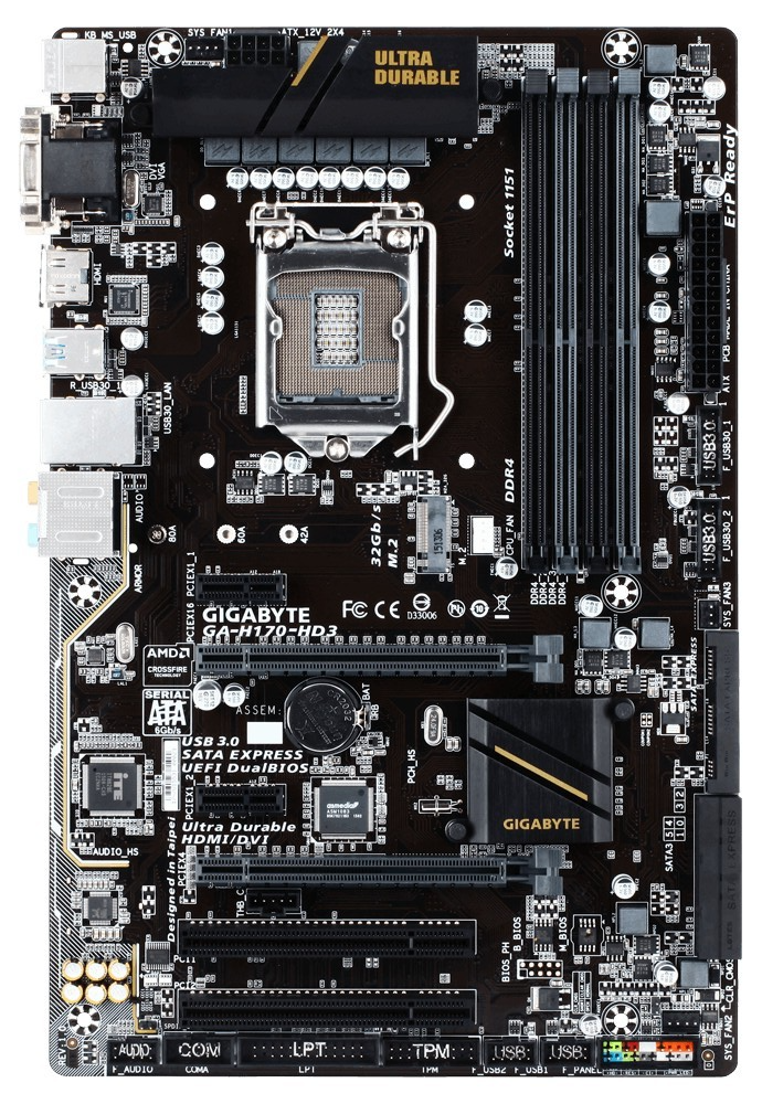 GIGABYTE GA-H170-HD3 Motherboard ATX LGA 1151 DVI VGA HDMI Intel H170 Au Seller