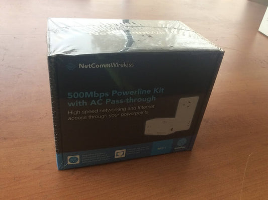 New NetCommWireless NP511 500Mbps Powerline Kit with AC Pass-through Au Seller
