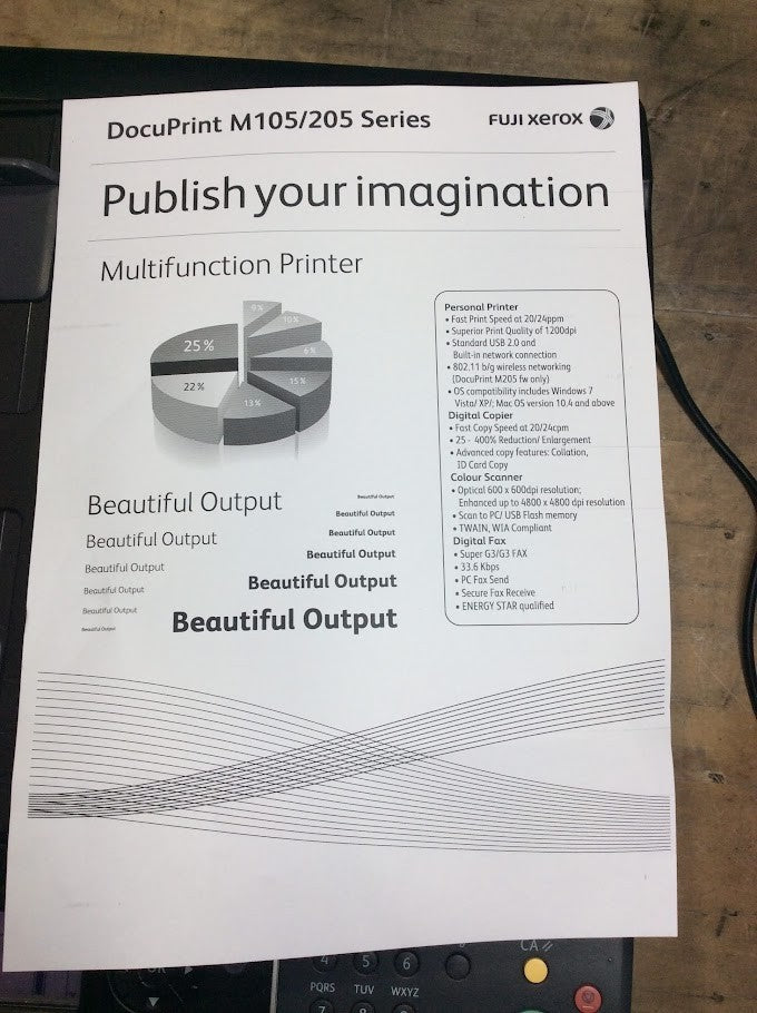 Fuji Xerox DocuPrint M205 FW Black and White Multifuntion Printer [AU Seller]