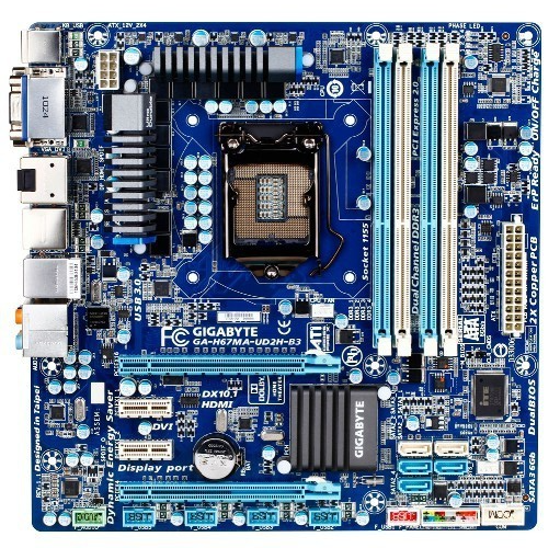GIGABYTE GA-H67MA-UD2H-B3 Motherboard mATX LGA 1155 VGA DVI DP HDMI Intel H67