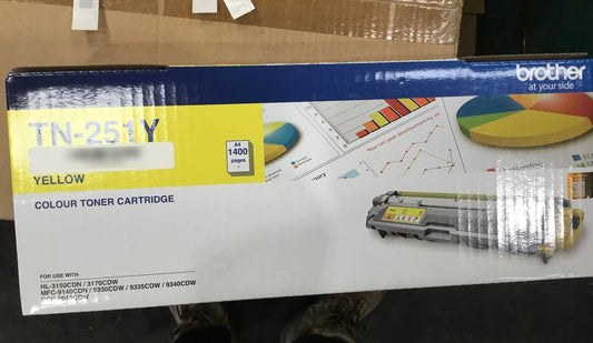 Brand New Brother TN251 Yellow Genuine Toner Cartridge For HL-3150CDN / 3170CDW