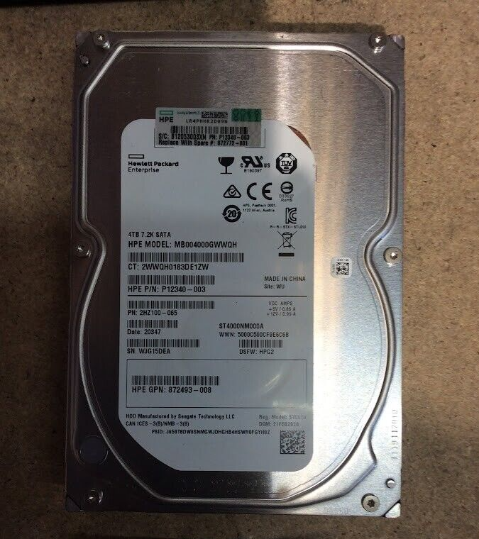 HPE 4TB Desktop 3.5" HDD SATA MB004000GWWQH Hard Disk Drive Silver Au Seller