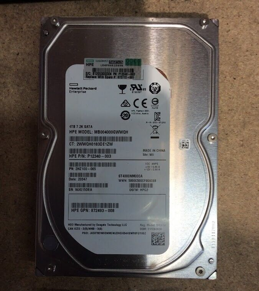 HPE 4TB Desktop 3.5" HDD SATA MB004000GWWQH Hard Disk Drive Silver Au Seller