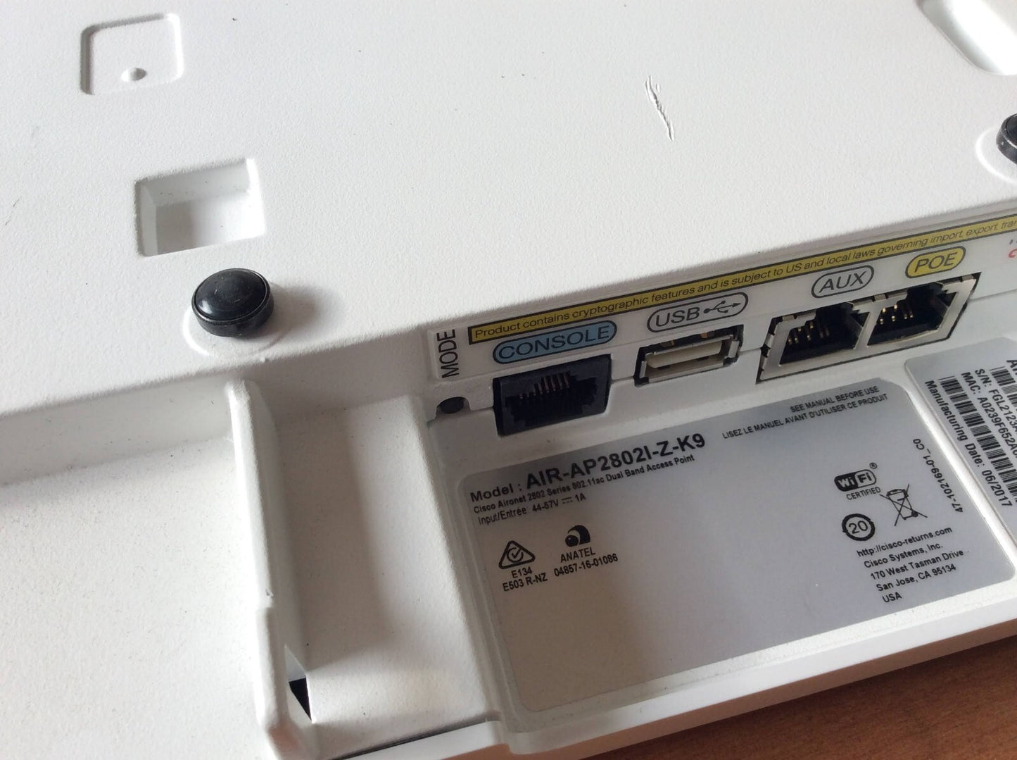 Cisco AIR-AP2802I-Z-K9 802.11ac Wave 2 4x4 MIMO Wireless Access Point White