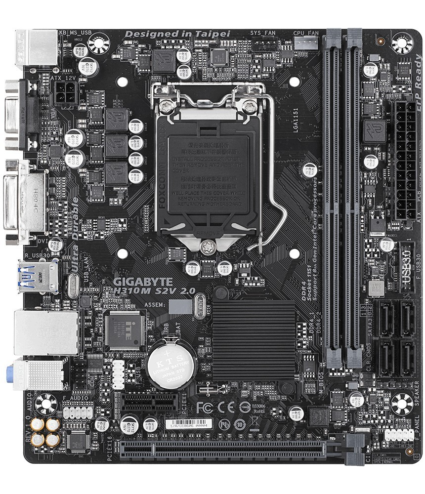 GIGABYTE H310M S2V 2.0 Motherboard micro ATX DDR4 LGA 1151 VGA DVI Intel H310