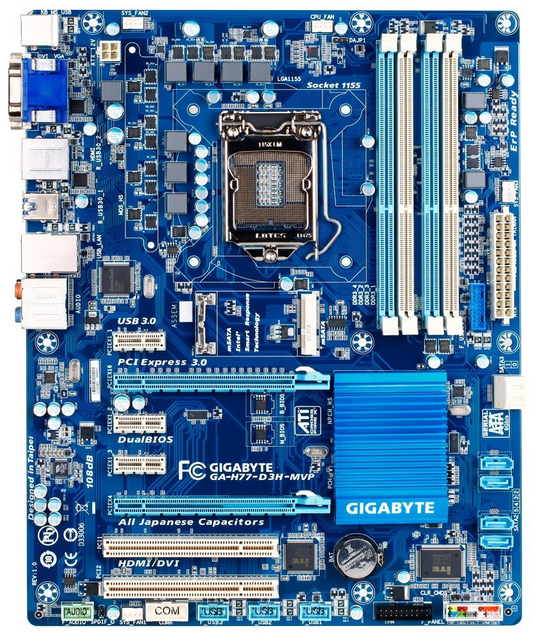 GIGABYTE GA-H77-D3H-MVP Motherboard ATX DDR3 LGA 1155 HDMI DVI VGA Intel H77