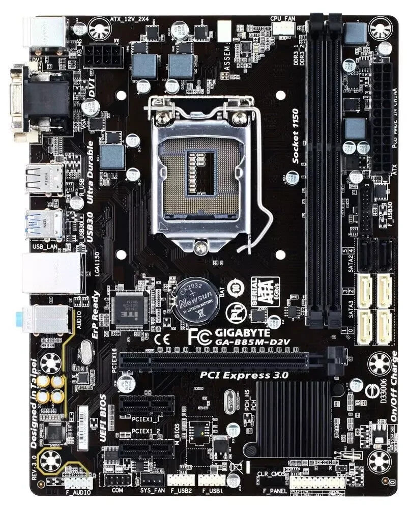 GIGABYTE GA-B85M-D2V Motherboard mATX DDR3 LGA 1150 USB3.0 DVI VGA Intel B85