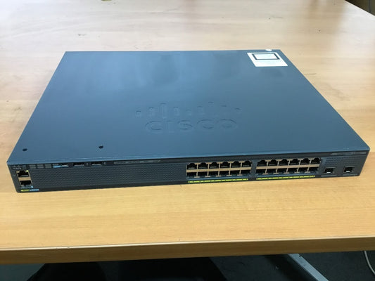 Cisco WS-C2960X-24PD-L 24 GigE PoE + Switch 2 x 10G SFP+ /w C2960X-Stack Black