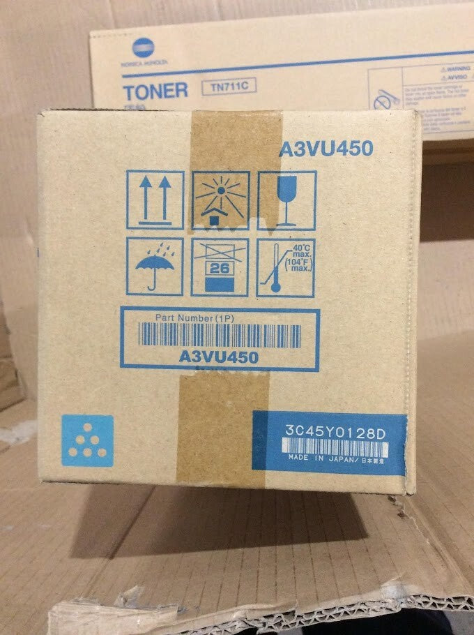 New Konica Minolta A3VU450 TN711C Cyan Toner Cartridge For Bizhub C654 C754
