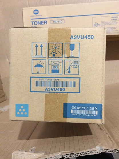 New Konica Minolta A3VU450 TN711C Cyan Toner Cartridge For Bizhub C654 C754