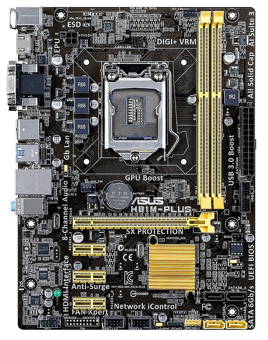 ASUS H81M-PLUS Motherboard micro ATX DDR3 LGA 1150 HDMI DVI VGA Intel H81 Tested