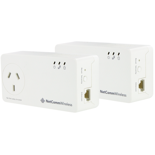 New NetCommWireless NP511 500Mbps Powerline Kit with AC Pass-through Au Seller