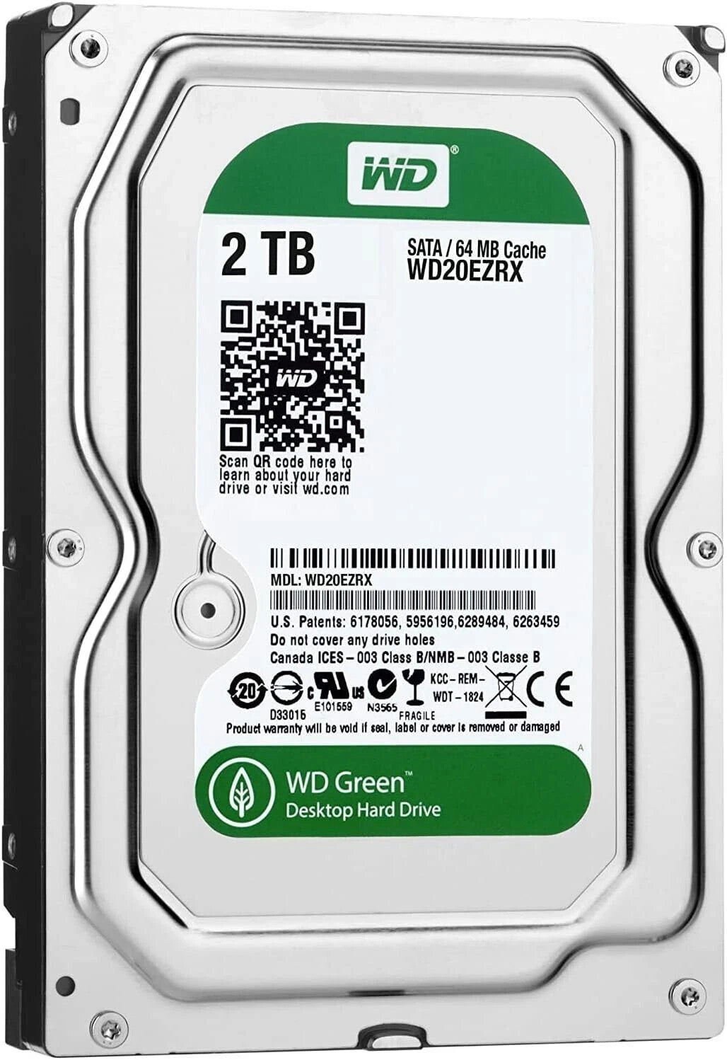 Western Digital 2TB 3.5" SATA 64MB Hard Disk Drive 5.4K RPM WD20EZRX-00D8PB0