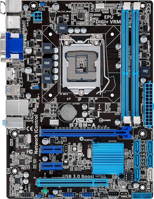 ASUS B75M-A Motherboard micro ATX LGA 1155 DDR3 USB3.0 VGA DVI HDMI Intel B75
