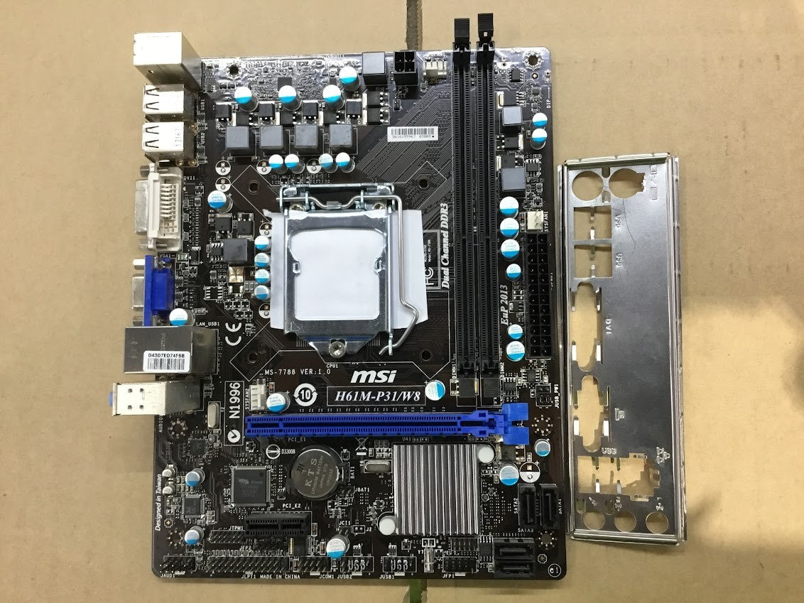 MSI H61M-P31/W8 Motherboard mATX LGA 1155 DDR3 VGA DVI Usb3.0 Intel H61 Tested