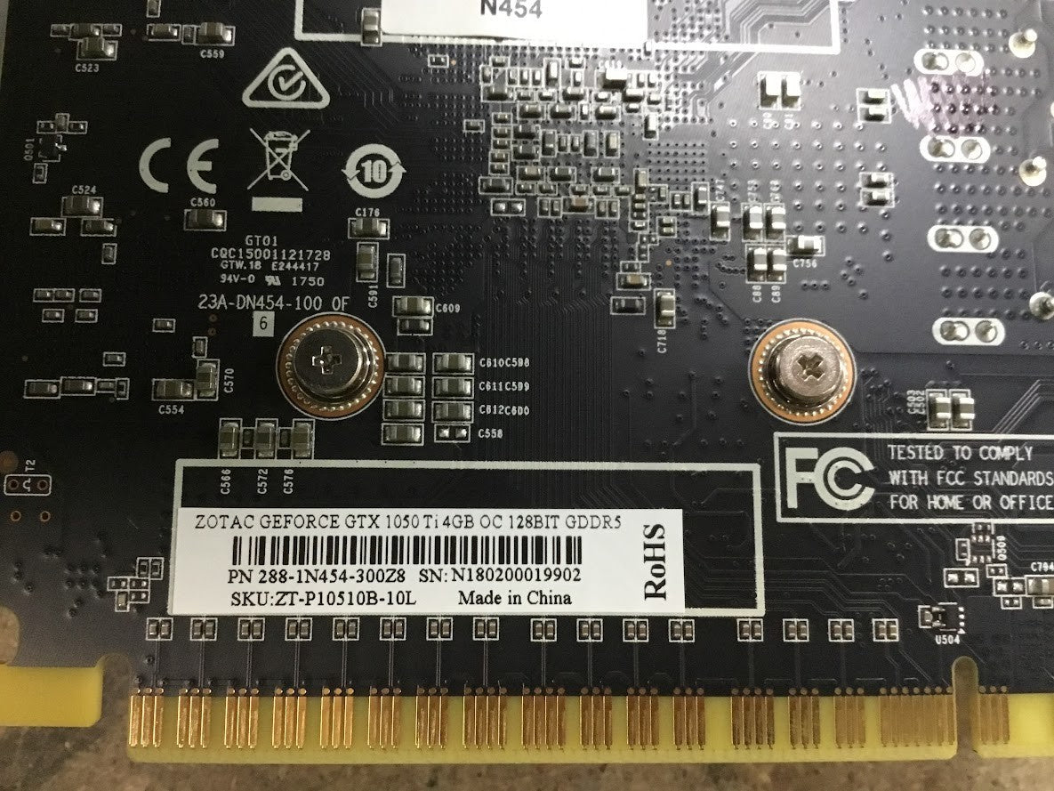 Zotac GeForce GTX 1050 Ti OC Graphics Card GDDR5 4GB 128Bit HDMI DVI DP Au Stock