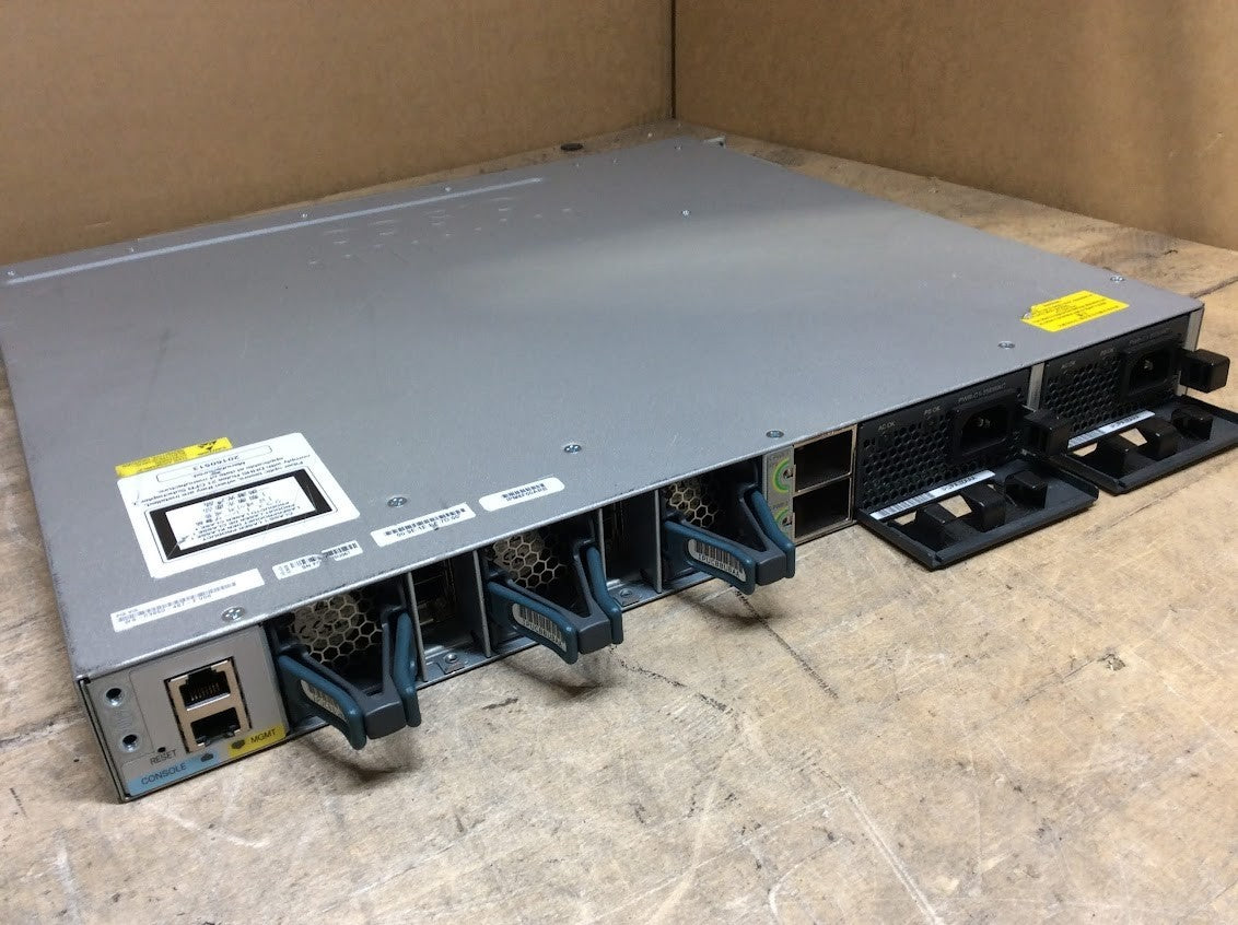 Cisco WS-C3850-48T-E 48-Port GbE Managed Switch w/ C3850-NM-4-1G and Dual PSU A-