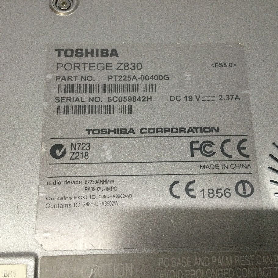 Toshiba Portege Z830 Laptop 13.3" i5-2557M 4GBRAM 128GB USB-C Au Stock A-