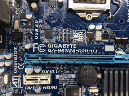 GIGABYTE GA-H67MA-D2H-B3 Motherboard micro ATX LGA 1155 VGA HDMI DVI Intel H67