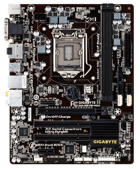 [AU]GIGABYTE GA-H81M-HD3 Motherboard microATX LGA 1150 DP DVI VGA HDMI Intel H81