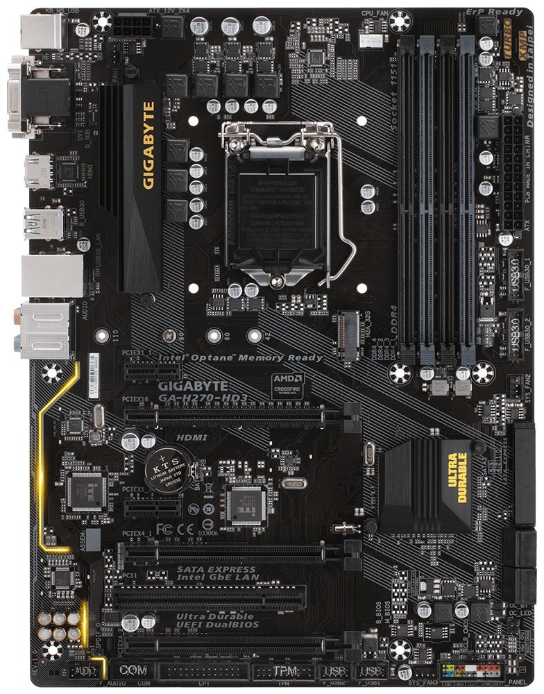 GIGABYTE GA-H270-HD3 Motherboard ATX LGA 1151 DDR4 HDMI VGA DVI Intel H270