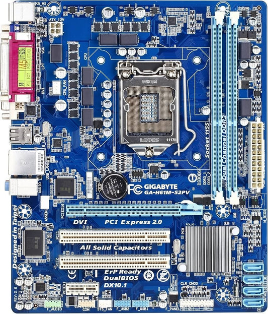 GIGABYTE GA-H61M-S2PV Motherboard mATX LGA 1155 DDR3 VGA DVI Intel H61 Au Seller