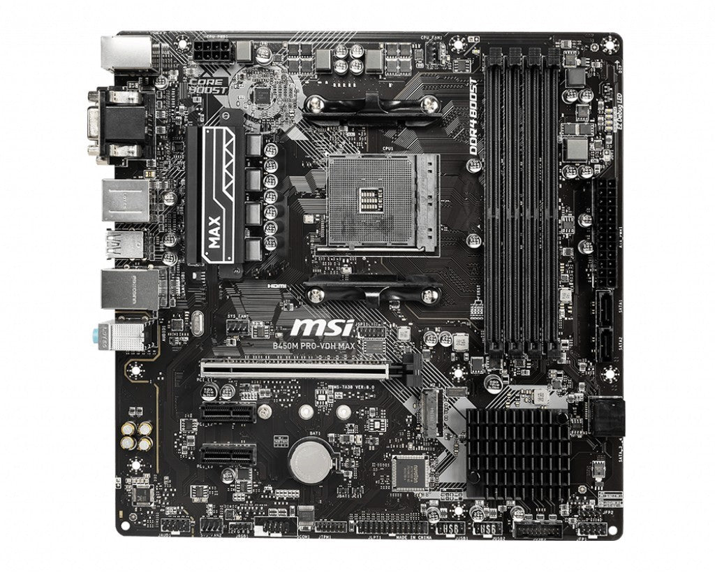 MSI B450M PRO-VDH Max Motherboard mATX AMD B450 + AMD Ryzen  5 5600G + CPU Fen
