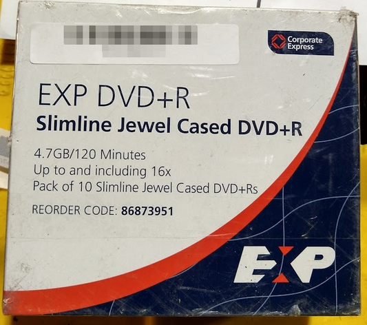 Brand New Corporate Express EXP DVD+R Slimline Jewel Cased 4.7GB/120 Minutes 16x