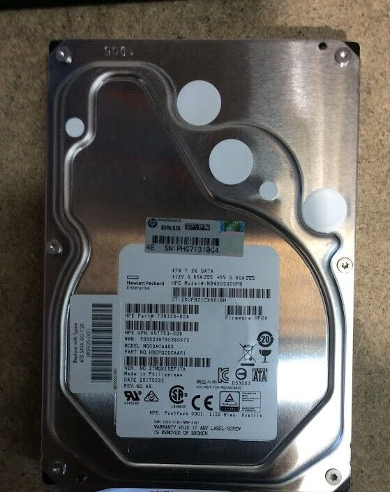 HPE 4TB Desktop 3.5" HDD SATA MB4000GDUPB Hard Disk Drive Silver Au Stock