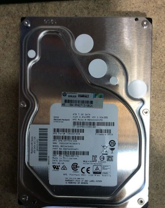 HPE 4TB Desktop 3.5" HDD SATA MB4000GDUPB Hard Disk Drive Silver Au Stock