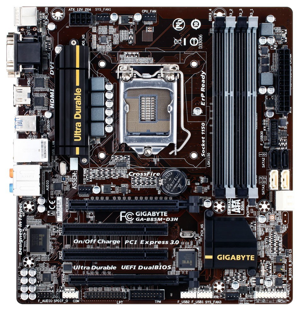 GIGABYTE GA-B85M-D3H Motherboard microATX DDR3 LGA 1150 HDMI VGA DVI Intel B85