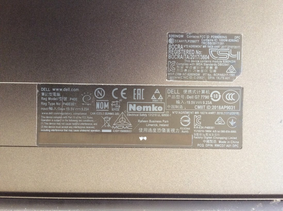 DELL G7 7790 Laptop 17.3''i5-9300H+GeForce RTX2060 Mobile 8GBRAM 128GBSSD 1TB A-