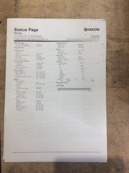 Kyocera Ecosys P2040dn A4 Mono Desktop Laser Printer - Tested [AU Stock]