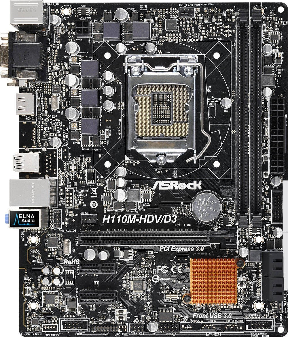 Asrock H110M-HDV/D3 Motherboard microATX LGA 1151 VGA DVI HDMI Intel H110 [AU]