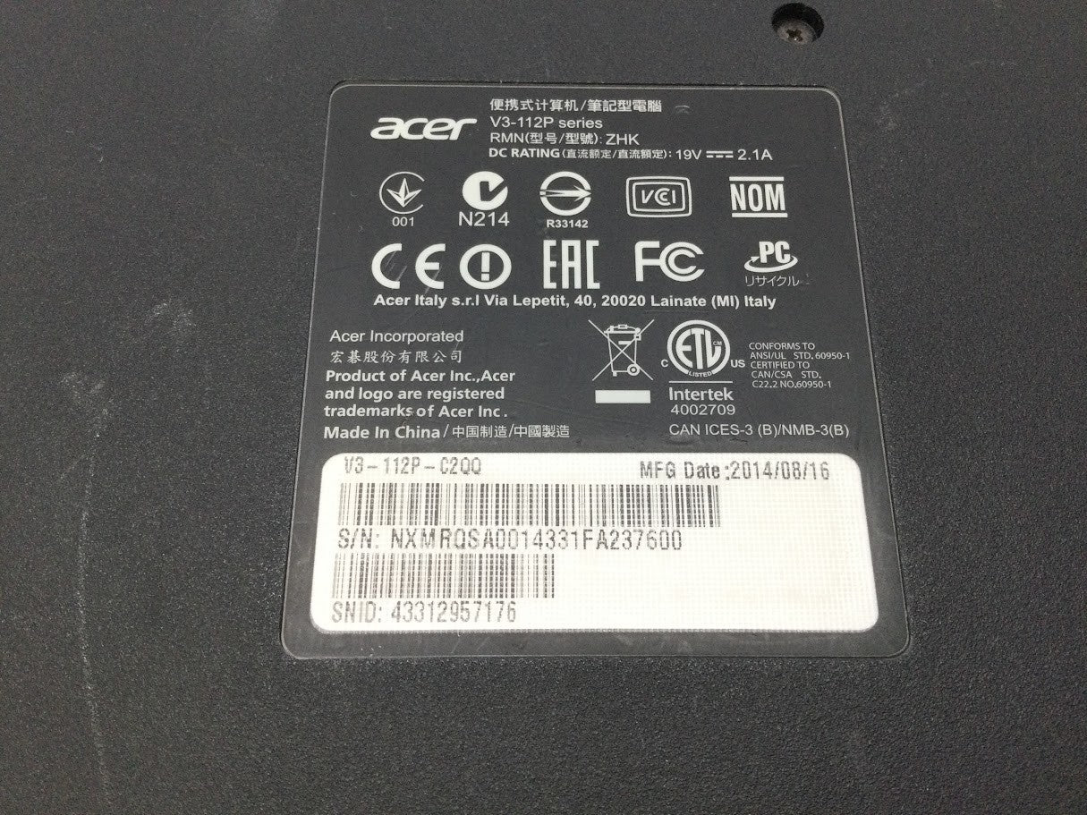 Acer Aspire V3-112P Laptop 11.6" Celeron N2840 4GBRAM 500GB HDMI Au Seller A-