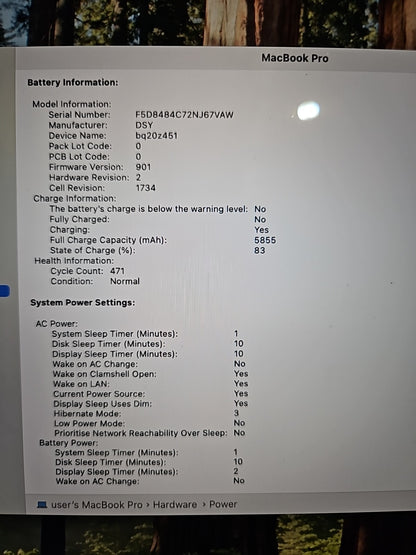 Apple Macbook Pro A1990 Laptop 15.4'' i7-8850H@2.60GHz 32GBRAM 1TBSSD EMC3359 A-
