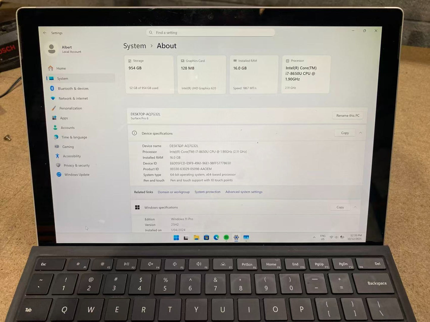 Microsoft Surface Pro 6 1796 Tablet  i7-8650U 16GB+1TB (512G+512G）WIN11 PRO B