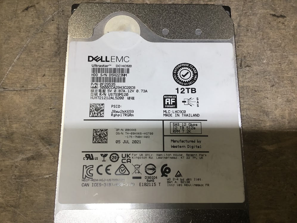 [AU] Dell EMC HGST US7SSM120 3.5" 12TB 521e 7200RPM SAS 12/Gbs Hard Disk Drive