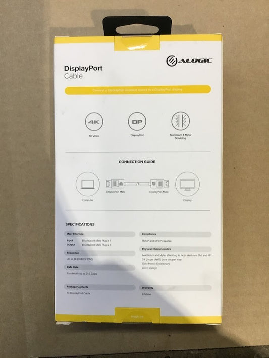 Brand New Alogic 3m 4K DisplayPort to DisplayPort 3m Cable Black Au Stock