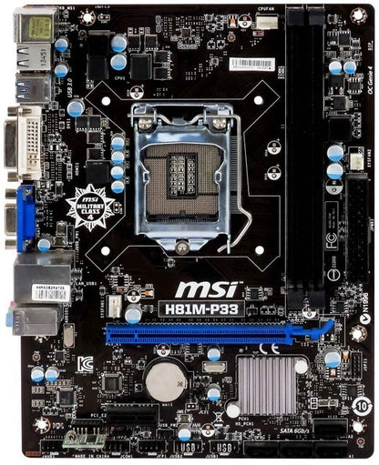 MSI H81M-P33 Motherboard mATX LGA 1150 DDR3 VGA DVI USB3.0 Intel H81 Tested