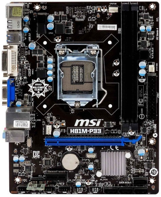 MSI H81M-P33 Motherboard mATX LGA 1150 DDR3 VGA DVI USB3.0 Intel H81 Tested