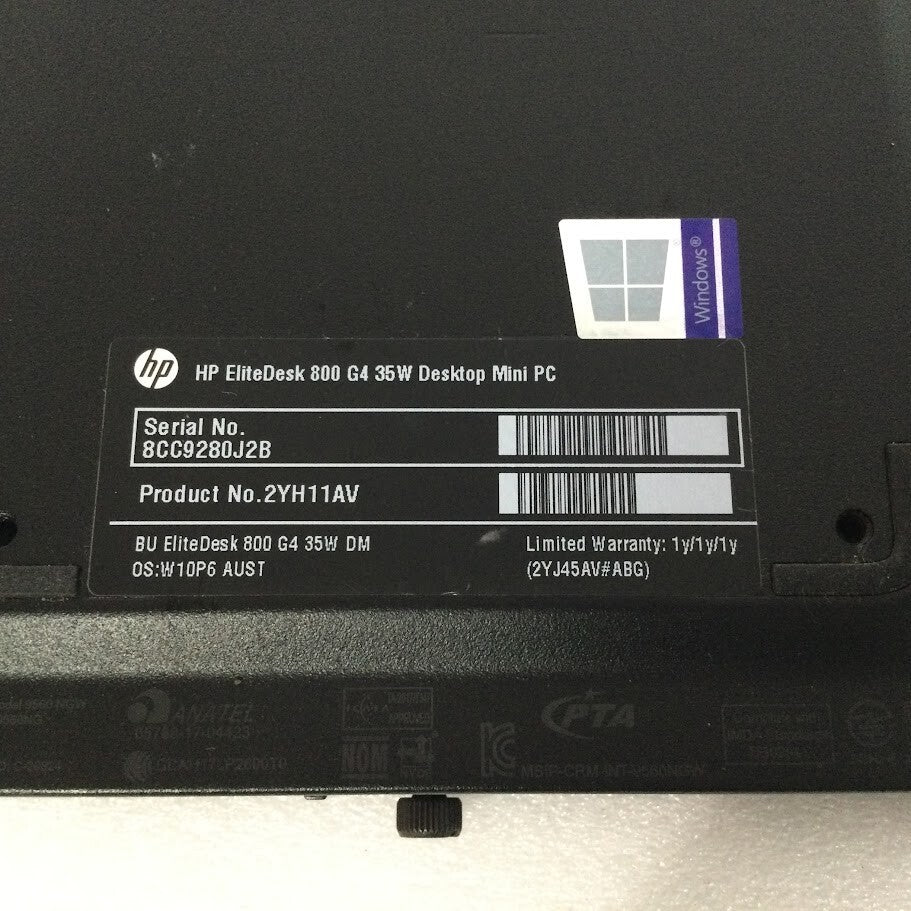 Barebone HP EliteDesk 800 G4 35W Deshtop Mini PC without Antenna Module Black