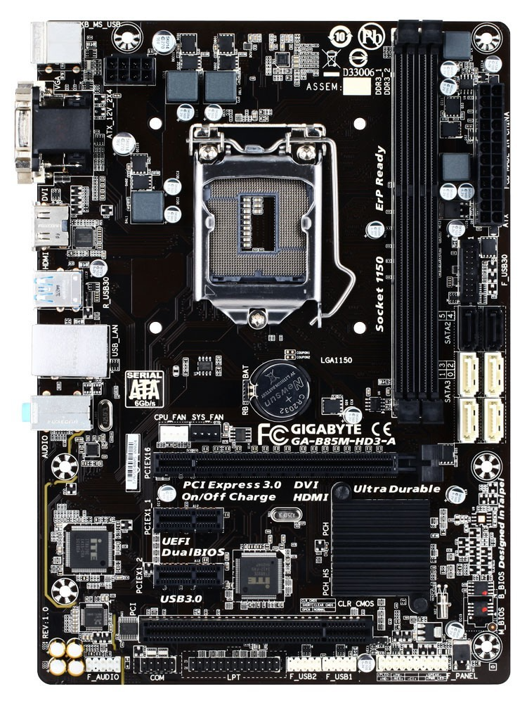 GIGABYTE GA-B85M-HD3-A Motherboard microATX DDR3 LGA 1150 VGA HDMI DVI Intel B85
